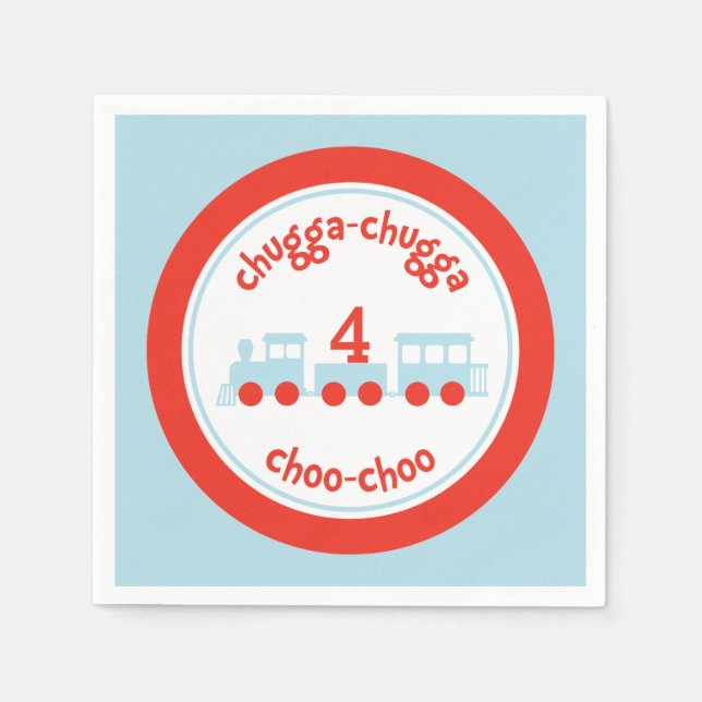 Personalised Train Birthday Party Paper Napkins (Front)