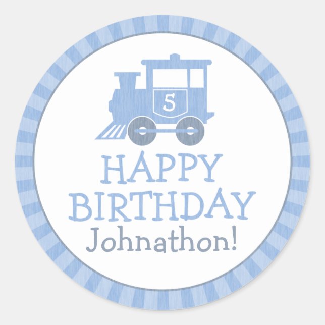 Personalised Train Kids Birthday Stickers (Front)