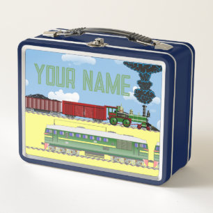 Personalised Trains Metal Lunchbox
