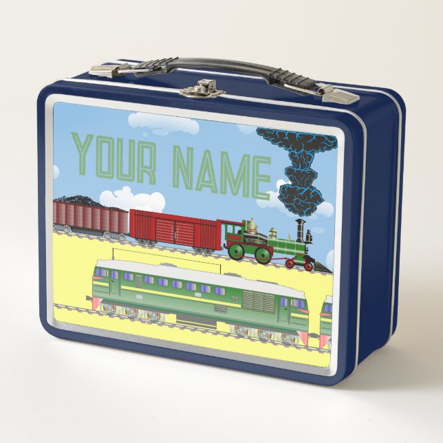 Personalised Trains Metal Lunchbox (Front)