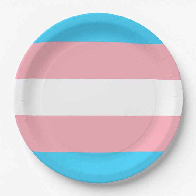 Personalised Transgender Flag Paper Plate (Front)