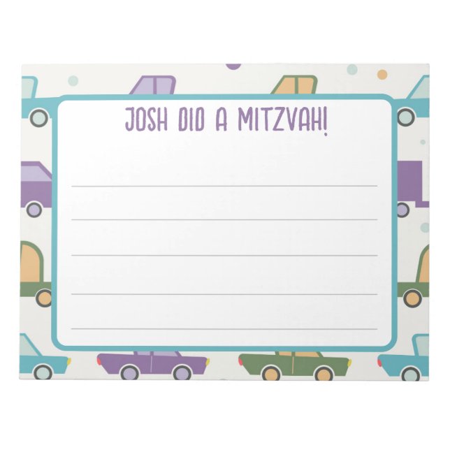 Personalised transportation mitzvah notes (Front)