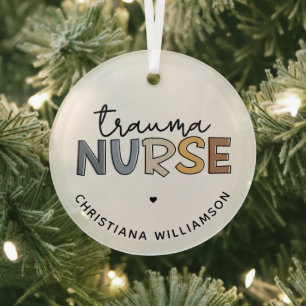 Personalised Trauma Nurse Trauma Nursing Gifts Glass Tree Decoration