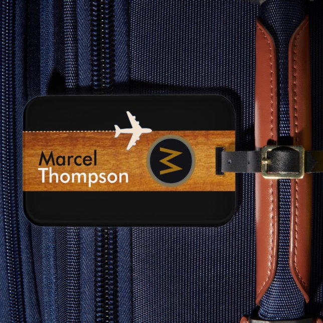 Personalised travel / elegant monogram luggage tag (Front Insitu 4)
