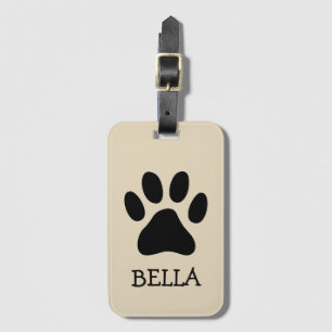 Personalised travel luggage tag with dog paw print