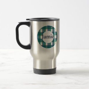 Personalised Travel Mug With Plaids Pattern