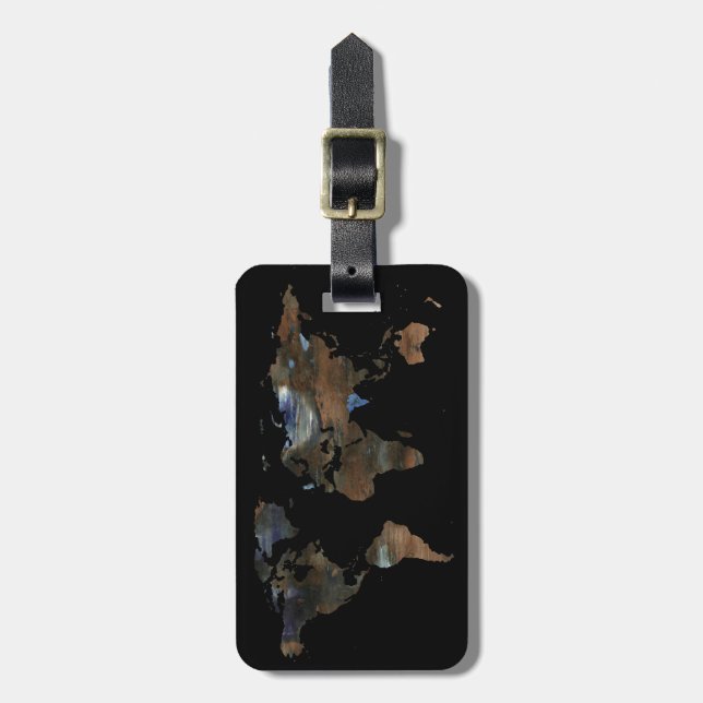 personalised travel world map luggage tag (Front Vertical)