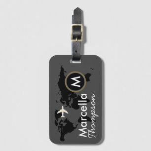 personalised travel worldmap luggage tag