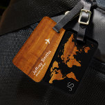 Personalised Traveller Wood World Map Luggage Tag<br><div class="desc">Cool worldmap image in a wooden look,  to personalise with your name and phone-number...  A clever way to make your luggage stand out in a crowd... 'cause everyone seems to travel with a black suitcase</div>