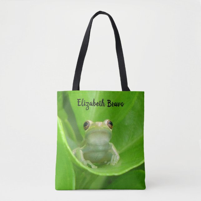 Personalised Tree Frog In a Lemon Tree Tote Bag (Front)