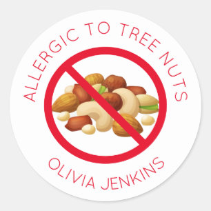 Personalised Tree Nut Allergy Name Tag Stickers