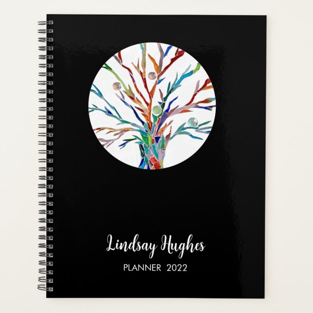Personalised Tree of Life Black 2022  Planner (Front)