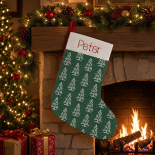 Personalised Tree Pattern Christmas Stocking