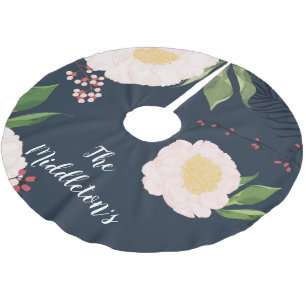 Personalised Tree Skirt Baby Pink Cosmos on Navy