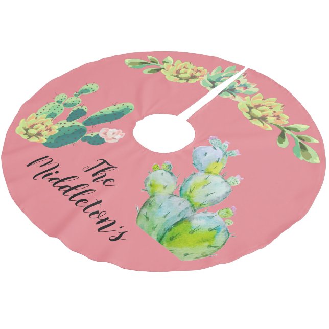 Personalised Tree Skirt Bohemian Cactus Succulents (Angled)