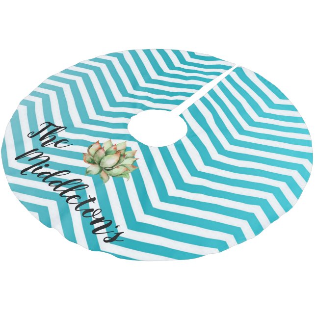 Personalised Tree Skirt Boho Cacti Bohemian Succul (Angled)