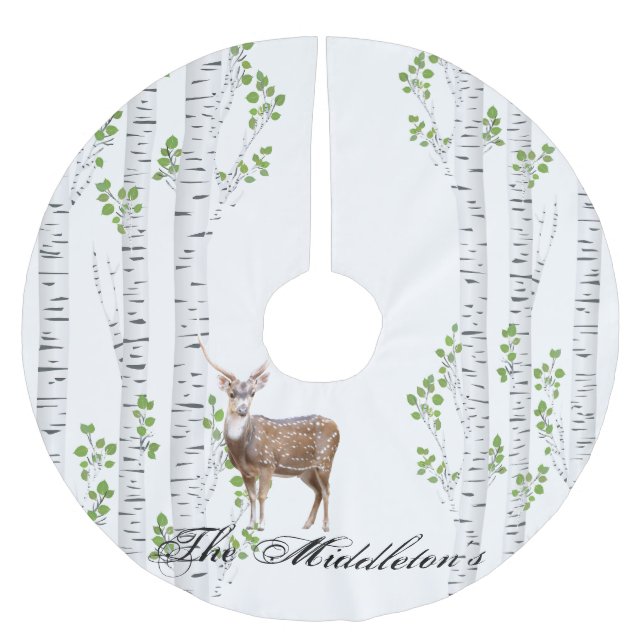 Personalised Tree Skirt Deer Doe Buck Woodland Hun (Front)