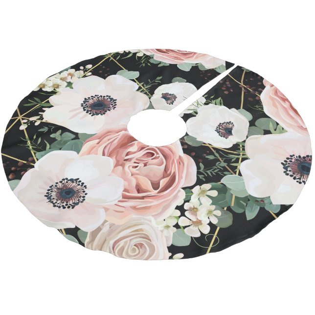 Personalised Tree Skirt Geometric Garden Rose Blac (Angled)
