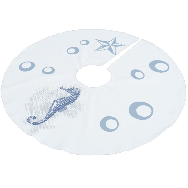 Personalised Tree Skirt Seahorse Ocean Beach Water (Angled)