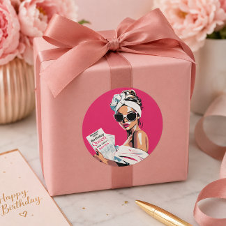 Personalised Trendy Birthday Queen Classic Round Sticker