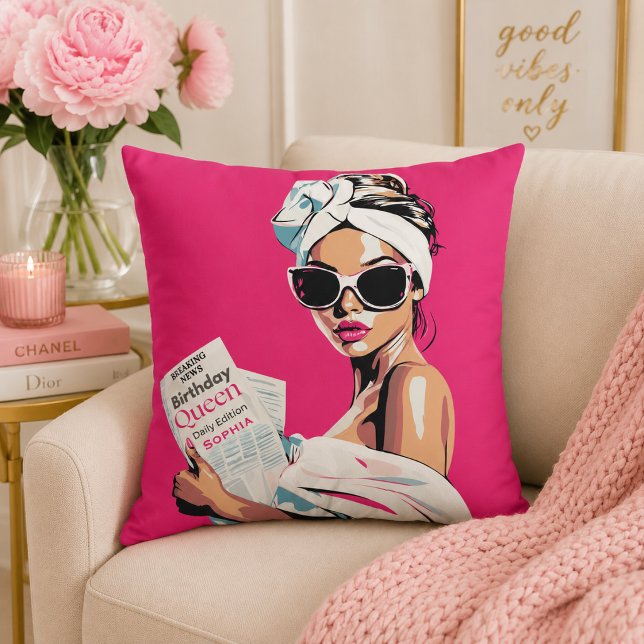 Personalised Trendy Birthday Queen Cushion (Creator Uploaded)