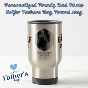 Personalised Trendy Dad Photo Golfer Fathers Day  Travel Mug