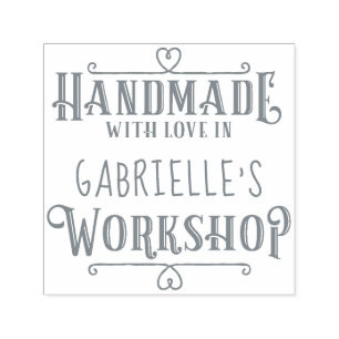 Personalised Trendy Handmade with Love in Workshop Self-inking Stamp
