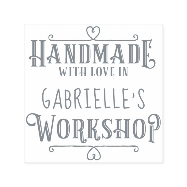 Personalised Trendy Handmade with Love in Workshop Self-inking Stamp (Design)