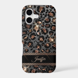 Personalised Trendy Leopard Black Gold Glitter