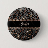 Personalised Trendy Leopard Black Gold Glitter