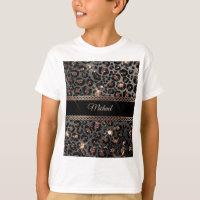 Personalised Trendy Leopard Black Gold Glitter    