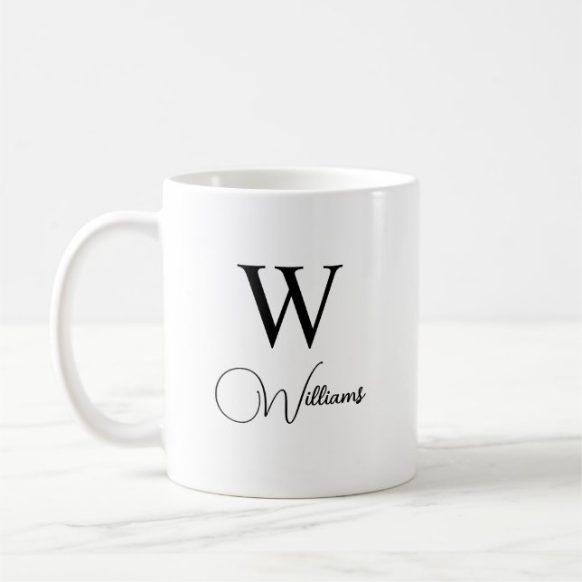 Personalised Trendy Monogram Modern Letter and nam Coffee Mug (Left)