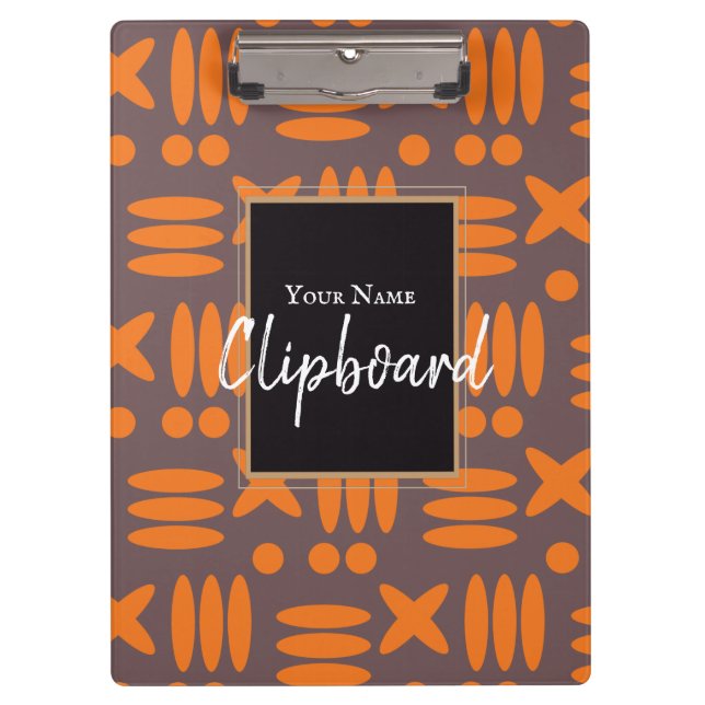 Personalised Trendy Orange Blue Modern Clipboard (Front)