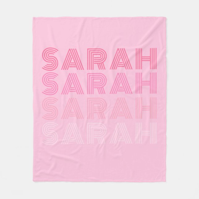 Personalised Trendy Pink Monogram Fleece Blanket (Front)