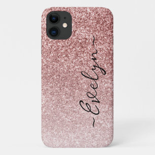 Personalised trendy rose gold glitter Case-Mate iPhone case