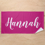 Personalised Trendy Script Custom Name Cool Fun Be Beach Towel<br><div class="desc">Personalise this fun,  trendy script calligraphy beach towel with your name! This is the dark fuchsia version. Great for your summer vacation,  bachelorette parties,  kids summer camp,  or spring break!</div>