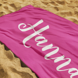 Personalised Trendy Script Custom Name Cool Fun Beach Towel
