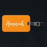 Personalised Trendy Script Custom Name Cool Fun Lu Luggage Tag<br><div class="desc">Personalise this fun,  trendy script calligraphy luggage tag with your name! This is the bright orange version. Great for your summer vacation,  bachelorette parties,  kids' summer camp,  or spring break!</div>