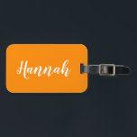 Personalised Trendy Script Custom Name Cool Fun Lu Luggage Tag<br><div class="desc">Personalise this fun,  trendy script calligraphy luggage tag with your name! This is the bright orange version. Great for your summer vacation,  bachelorette parties,  kids' summer camp,  or spring break!</div>