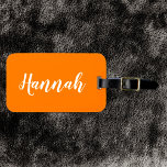 Personalised Trendy Script Custom Name Cool Fun Luggage Tag<br><div class="desc">Personalise this fun,  trendy script calligraphy luggage tag with your name! This is the bright orange version. Great for your summer vacation,  bachelorette parties,  kids' summer camp,  or spring break!</div>