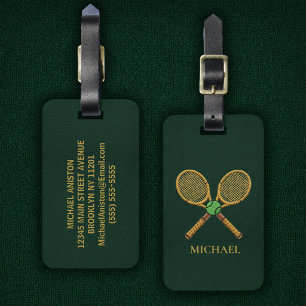 Personalised Trendy Tennis Ball Rackets            Luggage Tag
