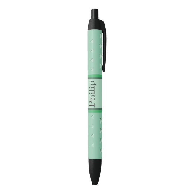 Personalised Triangle Pattern Black Ink Pen (Bottom (Vertical))