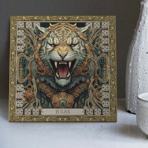 Personalised Tribal Tiger Spirit Portrait Tile