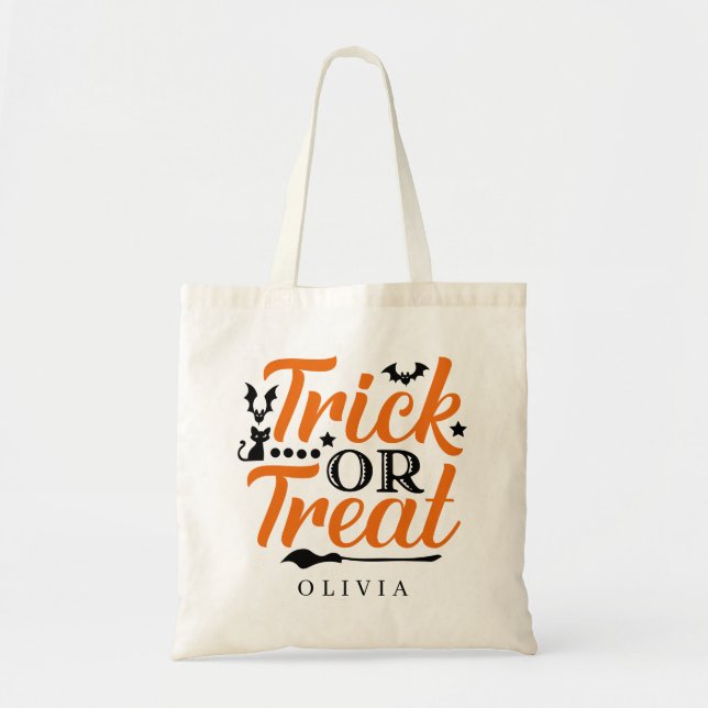 Personalised Trick Or Treat Halloween Candy Bag (Front)