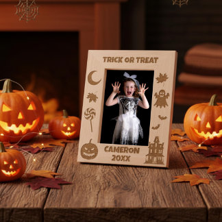 Personalised Trick Or Treat Halloween Etched Frames