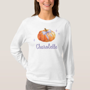 Personalised Trick or Treat Halloween Pumpkin Bow T-Shirt