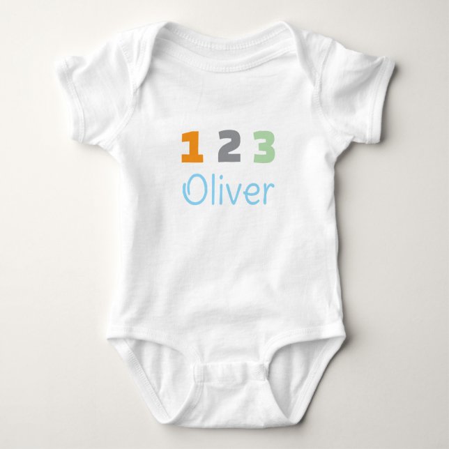Personalised Triplets Outfit, Custom 1 2 3  Baby Bodysuit (Front)