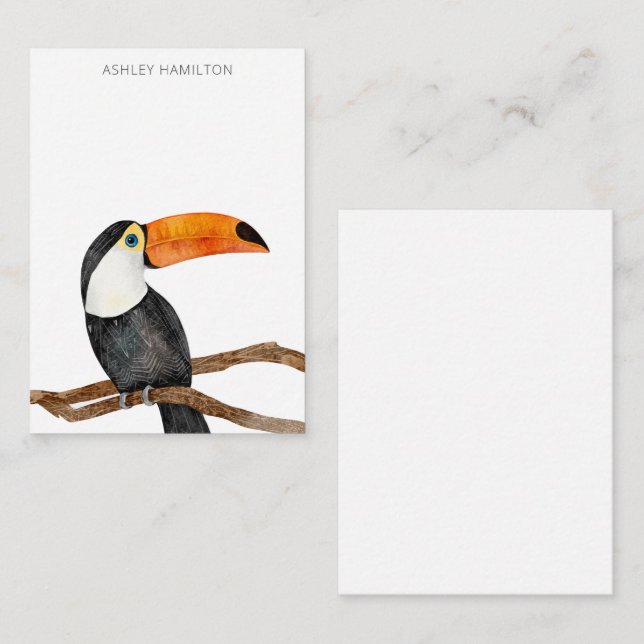 Personalised Tropical Bird Watercolor Note Card (Front/Back)