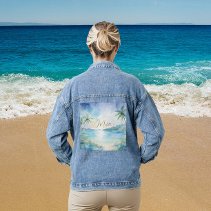 Personalised Tropical Bliss Denim Jacket