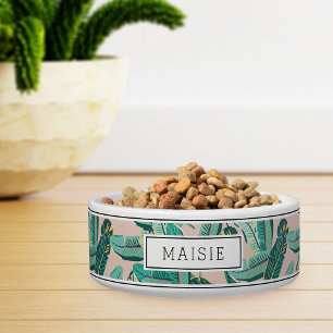 Personalised Tropical Botanical Leaf Pattern Pet Bowl